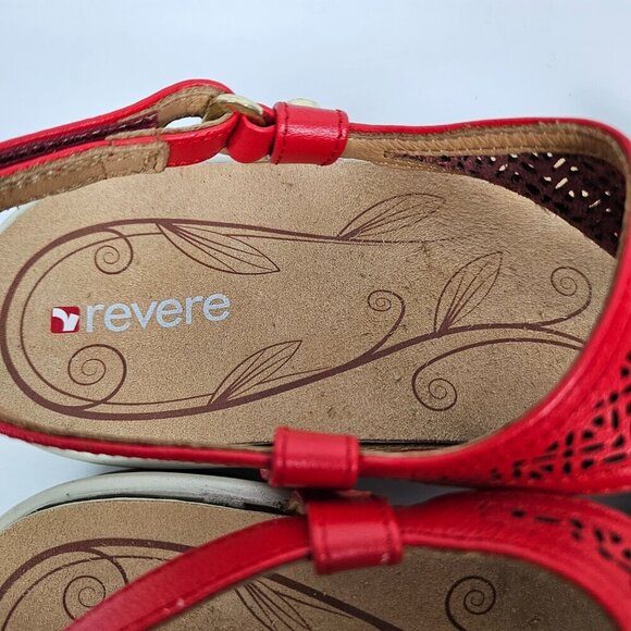 Revere Santa Fe Red Leather Adjustable/T-Strap Comfort Sandal EU 41 W/US 10 W - Picture 9 of 13